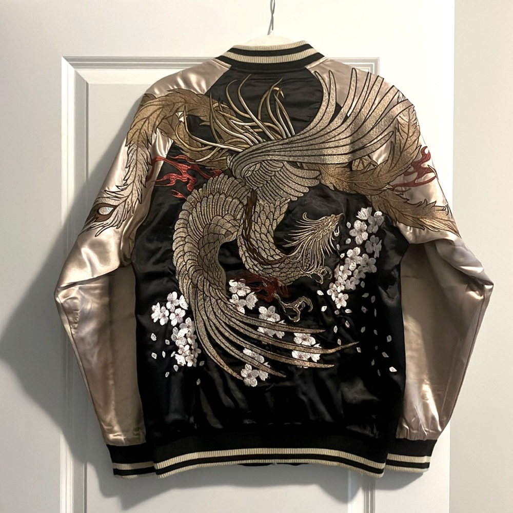 Beautiful Souvenir Jacket (Sukajan) with Phoenix and Cherry Blossoms